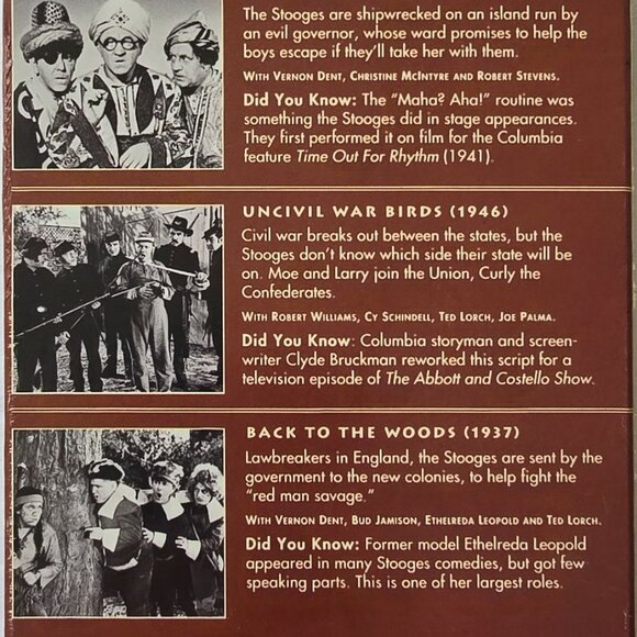The Three Stooges Three Little Pirates VHS Includes Uncivil War Birds & Back - Picture 2 of 11
